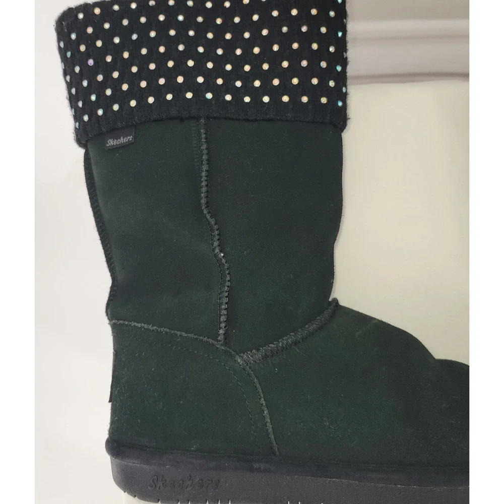 Skechers Australia Shelby Blk Suede Rhinestone Mid-Calf Winter/Snow Boots ~ 2014